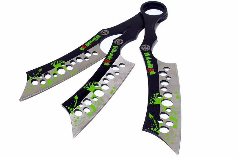 3 Pc 8" Zombie Killer Ninja Tactical Throwing Knife Set w/ Sheath