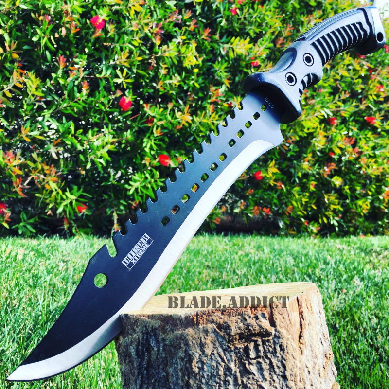16" Tactical Rambo Survival Fixed Blade Black