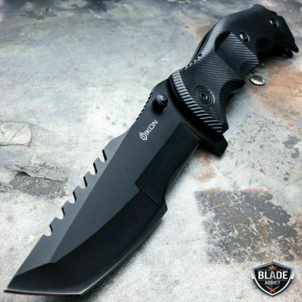 TACTICAL Spring Assisted Open Pocket Knife CLEAVER RAZOR FOLDING Blade Black NEW