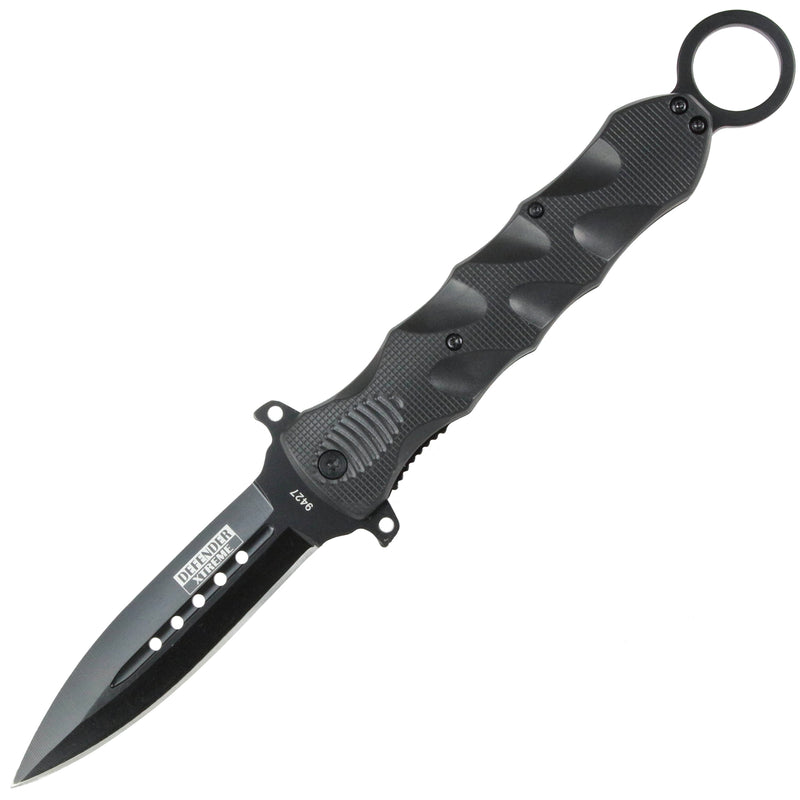 10" Black Dagger Style Pocket Knife