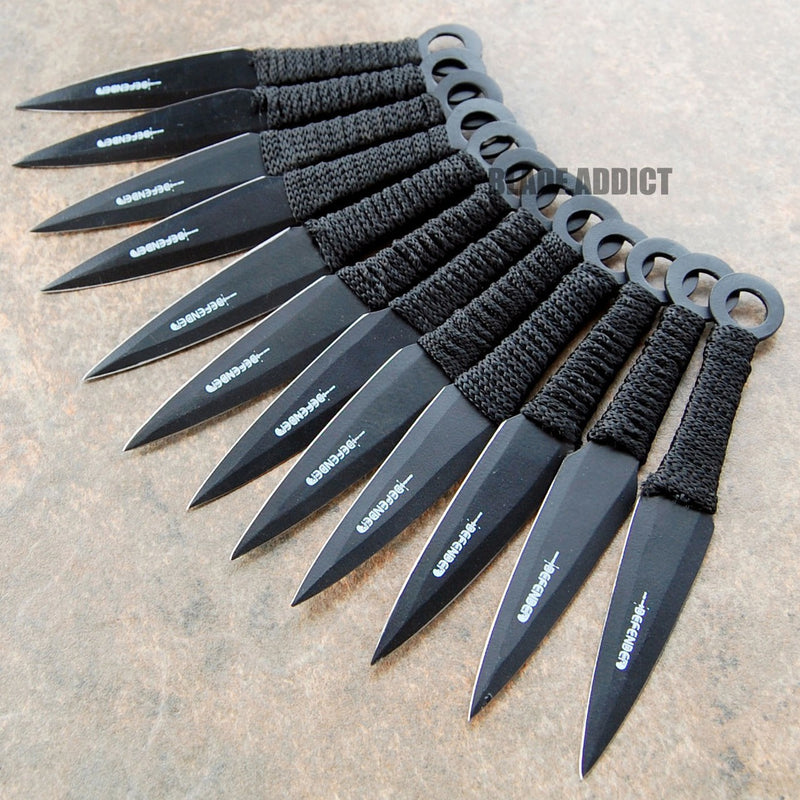 12PC 6" Black Throwing Kunai Knife Set