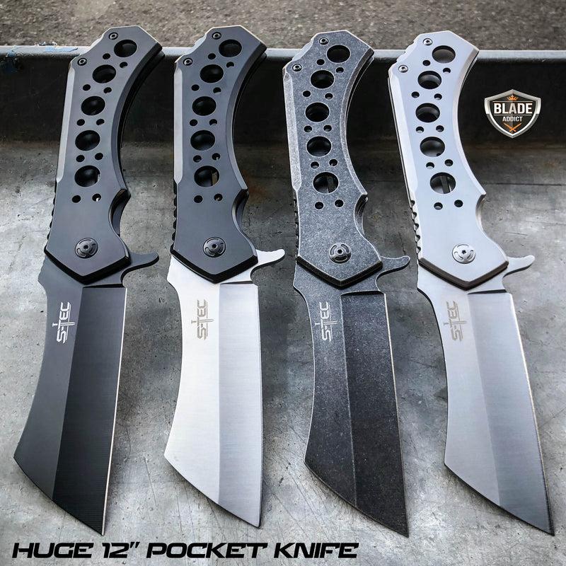 12" CLEAVER Tactical Assisted Open Pocket Folding Knife