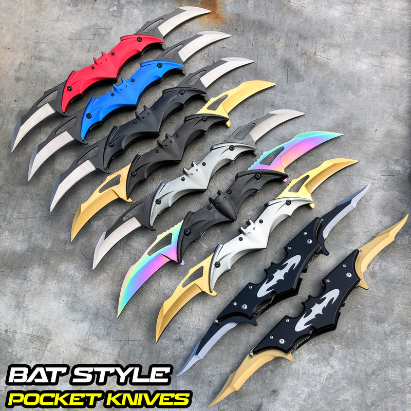 Dark Knight Batman Batarang Dual Blade Spring Assisted Pocket Knife