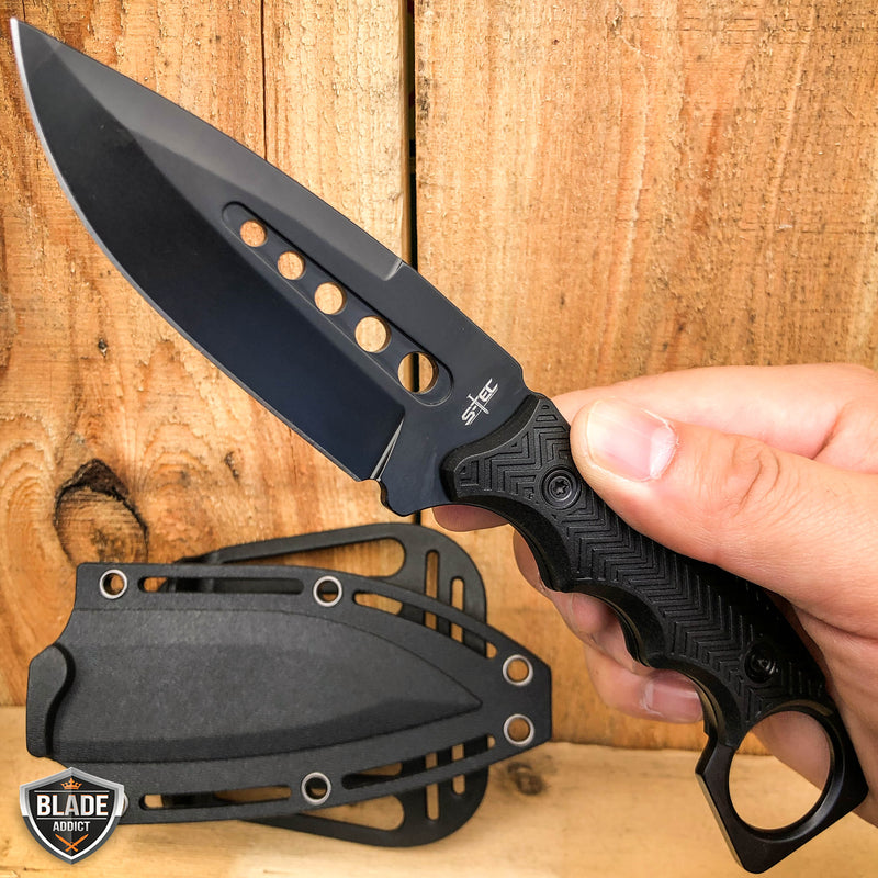8.5" FIXED BLADE Tactical Hunting Knife with Paddle ABS Belt Loop Holster Sheath