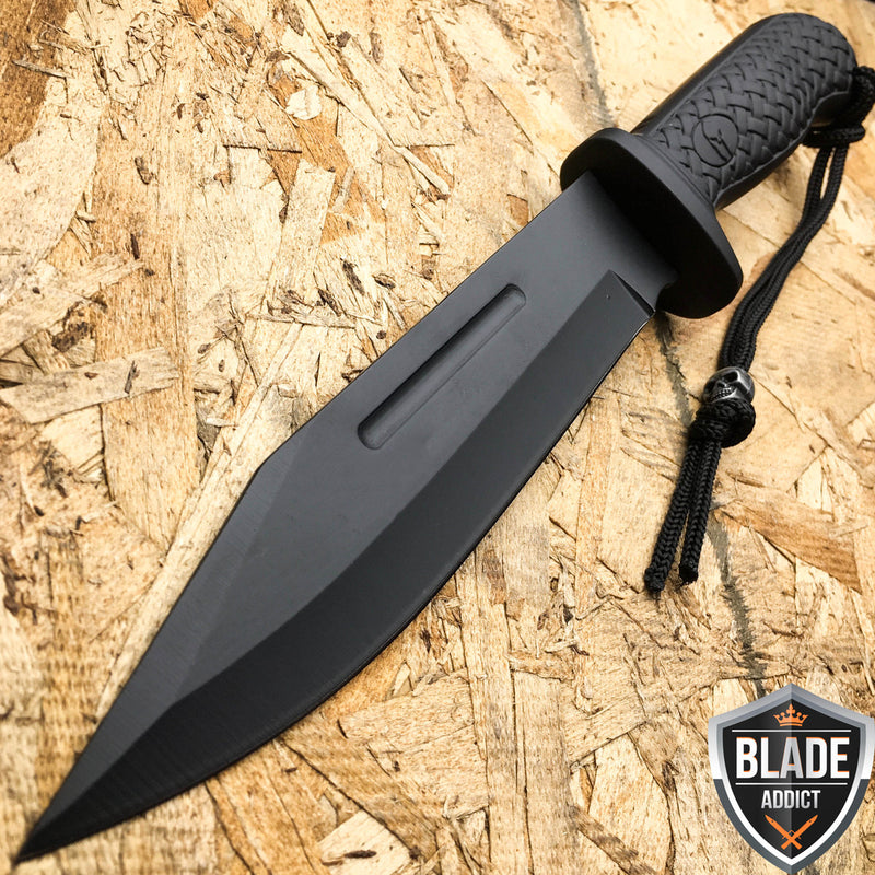 12" BLACK HUNTING SURVIVAL FIXED BLADE TACTICAL Knife