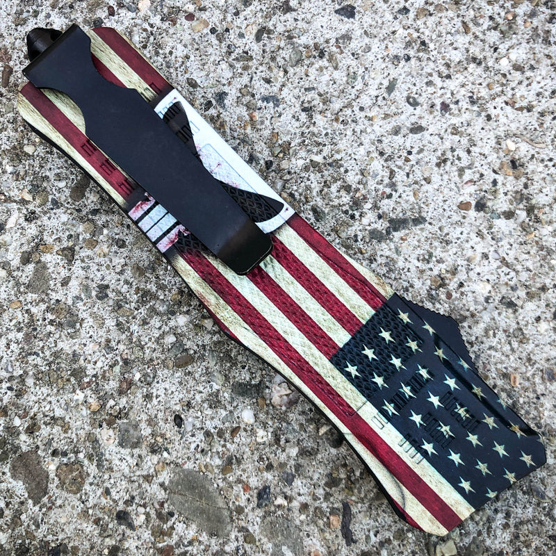 PUNISHER USA PRIDE DUAL ACTION OUT THE FRONT KNIFE