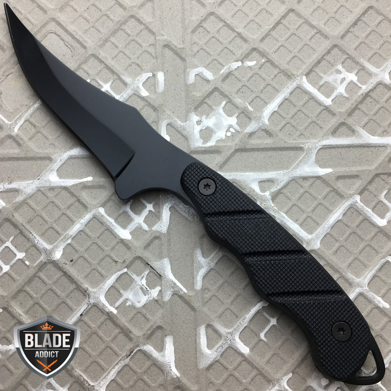 Tactical FULL TANG Survival Hunting Camping Skinning FIXED BLADE Knife BLACK NEW