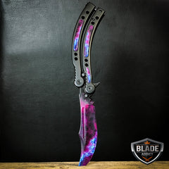 CSGO BUTTERFLY GALAXY BLACK BALISONG TRAINER KNIFE