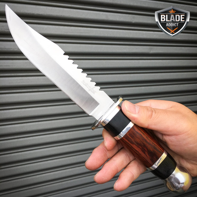 10.5" Wood Hunting Survival FIXED BLADE