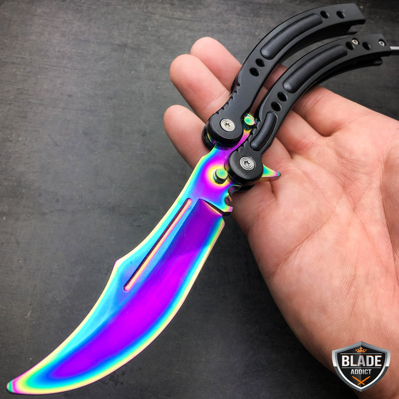 CSGO RAINBOW FADE Practice Knife Balisong Butterfly Tactical Combat Trainer