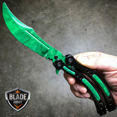 CSGO GAMMA EMERALD DOPPLER Practice Knife Balisong Butterfly Tactical Trainer