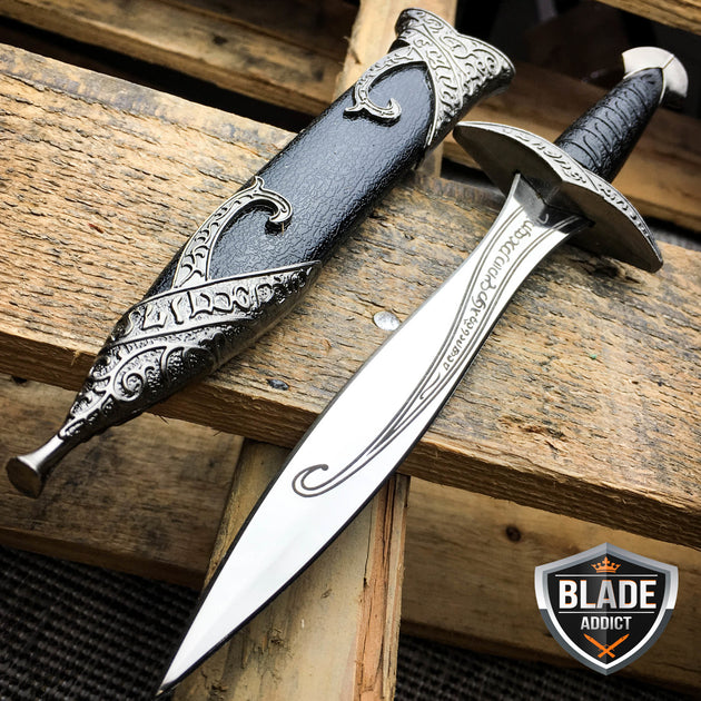 11 STAINLESS STEEL CELTIC CROSS HUNTING KNIFE WOOD HANDLE Gothic Skinning  BLACK - MEGAKNIFE