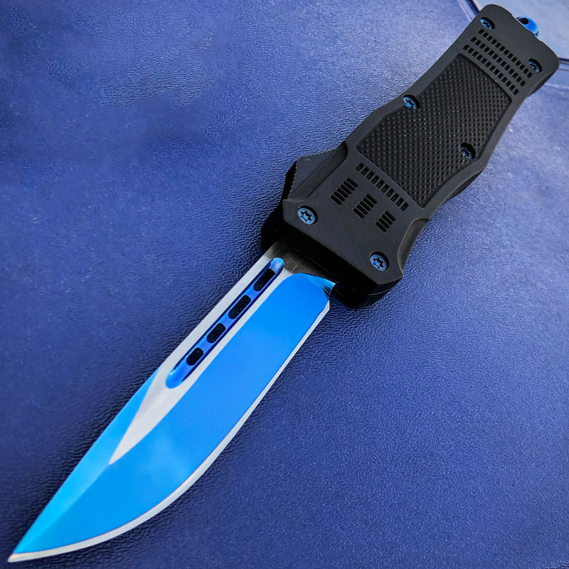 9" TANTO BLUE STEEL Ghost OTF Tactical Pocket Knife New