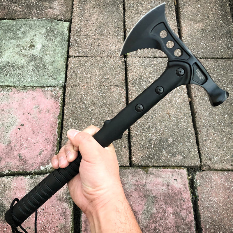 15" Battle Axe BLACK Hatchet Tomahawk Hammer Pin