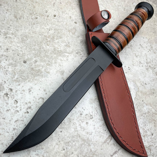 12.5 Survival Combat Trench Military Fixed Blade w/ Firestarter + Sharpener  - MEGAKNIFE