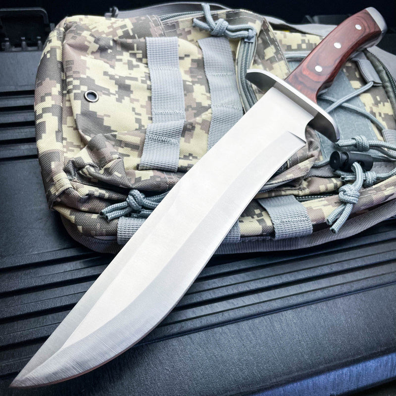 15.75" Survival Rambo FIXED BLADE Full Tang Camping KNIFE Hunting Bowie Machete - BLADE ADDICT