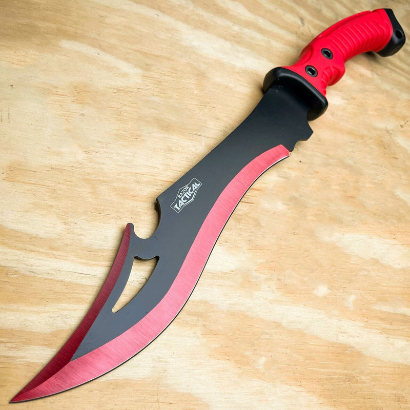15.5" HUNTING SURVIVAL FIXED BLADE MACHETE Tactical Knife Red - BLADE ADDICT