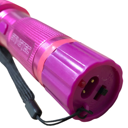 STINGTEC PINK METAL Stun Gun MAX POWER Rechargeable LED Flashlight w/ Case NEW