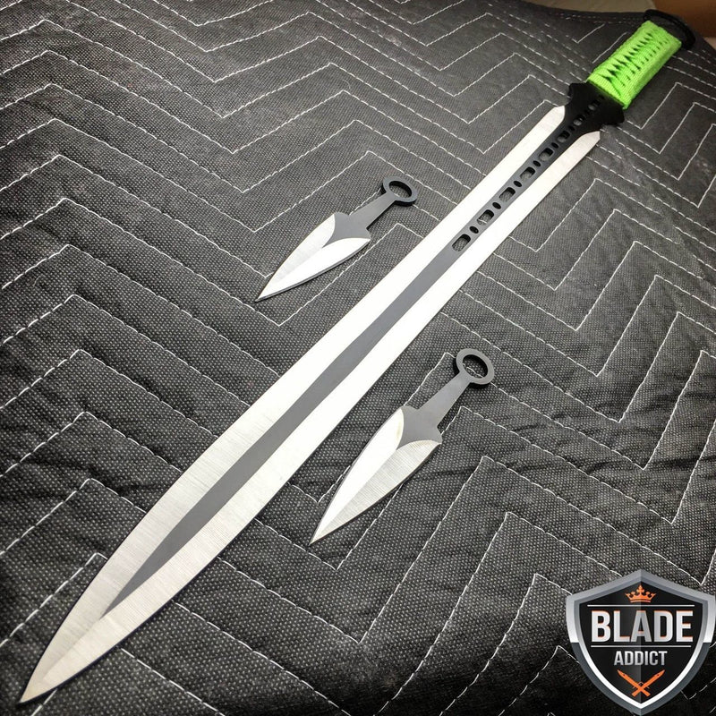 27" Ninja Katana Sword + Throwing Knife Set