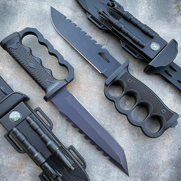 12.5 Military Black Tactical Survival FIXED BLADE HUNTING Knife w