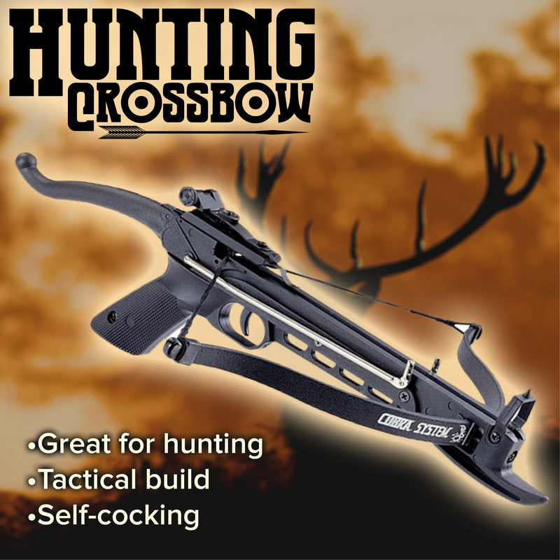 Hunting Camping Tactical Self-Cocking COBRA Pistol Crossbow w/ Arrows 80LB