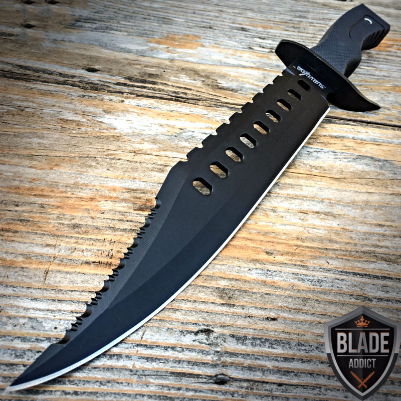 17" Black Rambo Fixed Blade Bowie