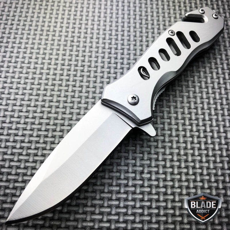 6.5" Tactical Spring Assisted Open Folding Rescue Camping Survival Pocket Knife Silver
