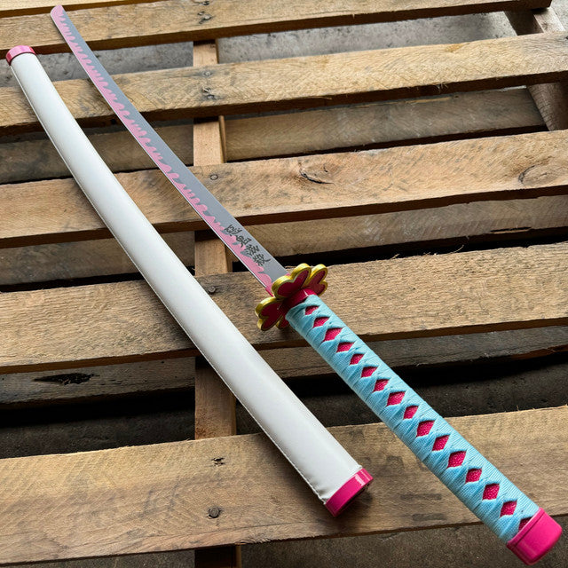 41" Metal Demon Slayer Mitsuri Kanroji Samurai Sword Katana Cosplay Blade Steel