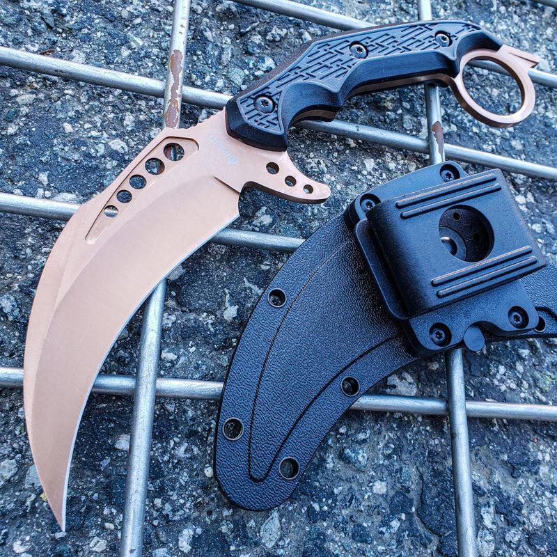 9.5" CSGO Tactical Combat Full Tang Talon FIXED BLADE Hunting Survival Karambit Knife