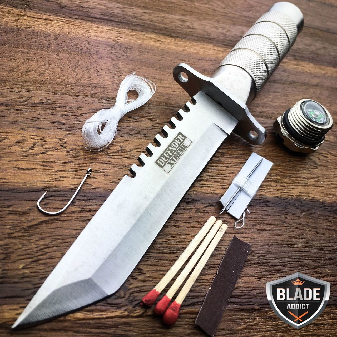 8.25 Tactical Fishing Hunting Knife w/ Sheath Survival Kit Bowie