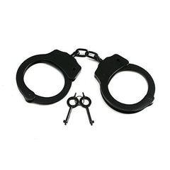 Professional Double Lock Black Steel Police Handcuffs w/ Keys Authentic Combat