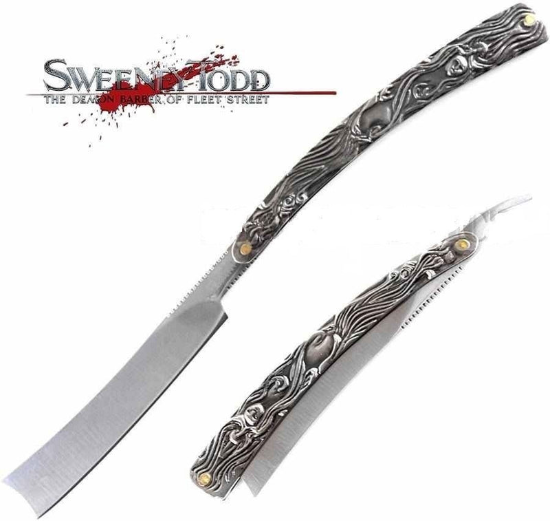 10.5" Sweeney Todd Straight Blade Barber Razor Pocket Knife Shaving Cut Throat