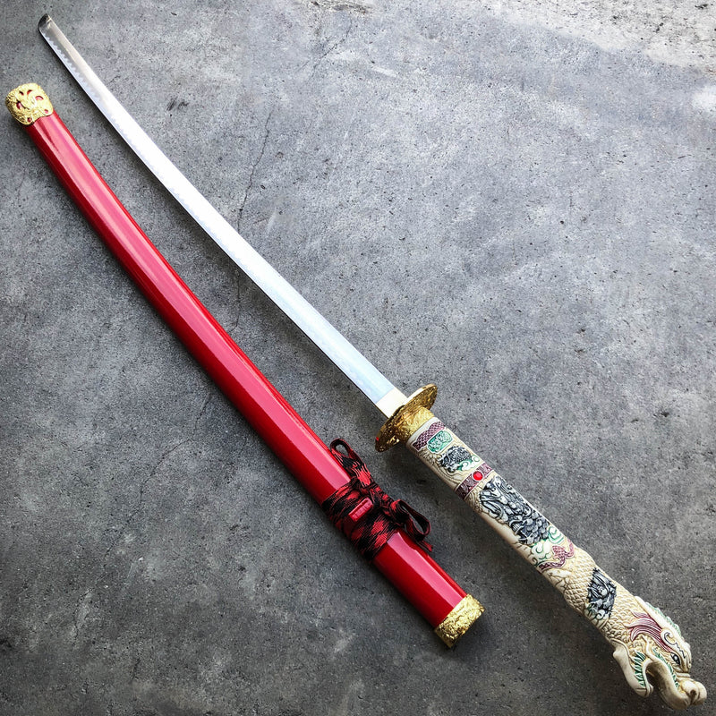 40" Red Dragon SAMURAI NINJA Bushido KATANA Japanese Sword Carbon Steel Blade NEW