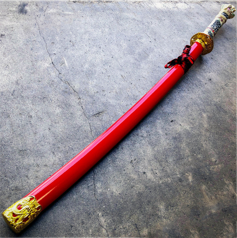 40" Red Dragon SAMURAI NINJA Bushido KATANA Japanese Sword Carbon Steel Blade NEW