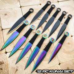 3PC 8 Rainbow Tactical Ninja Combat Kunai Throwing Knife Set Hunting -  MEGAKNIFE