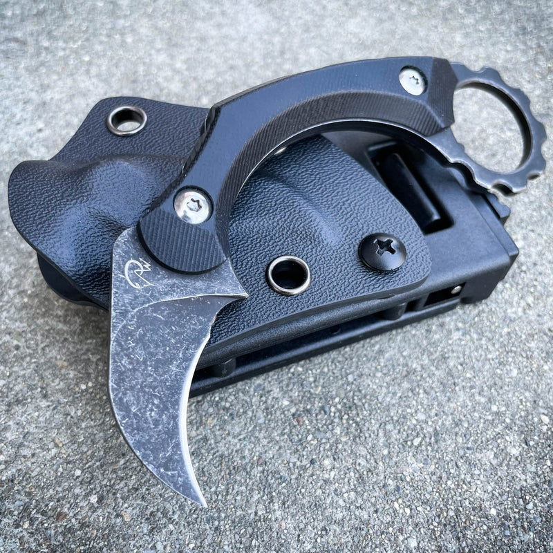 4.9" Stonewash Karambit Combat Talon Fixed Blade Knife - BLADE ADDICT