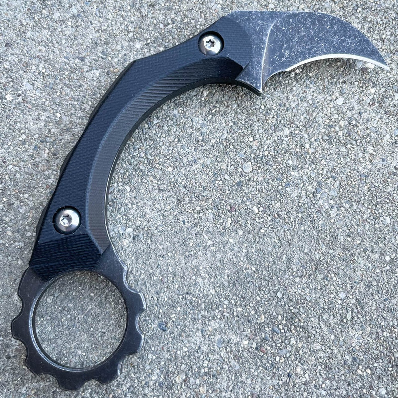 4.9" Stonewash Karambit Combat Talon Fixed Blade Knife - BLADE ADDICT