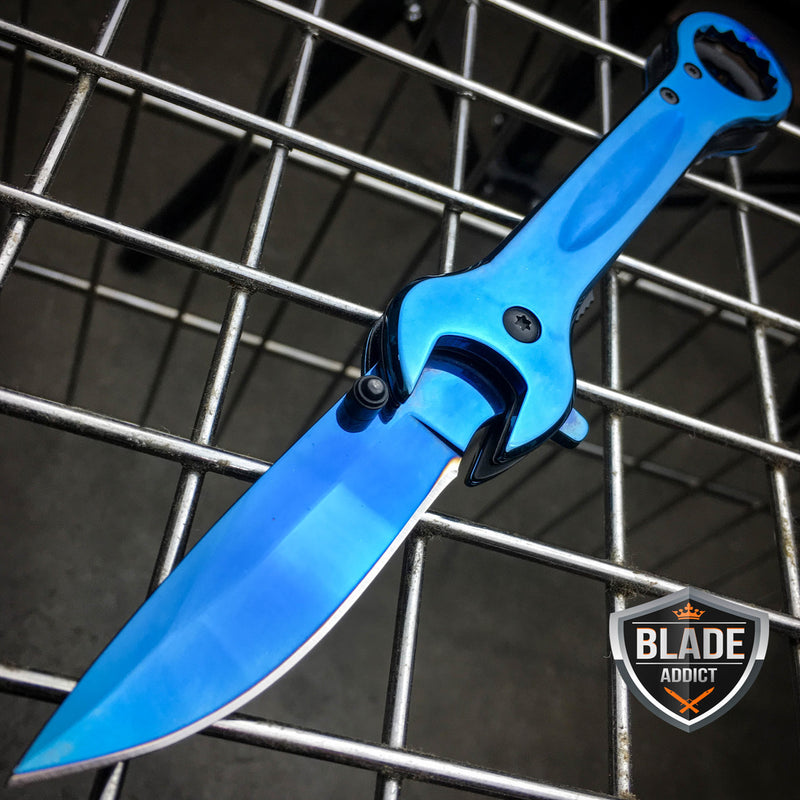 7.5" MULTI-TOOL WRENCH TACTICAL SPRING ASSISTED OPEN FOLDING POCKET KNIFE BLUE