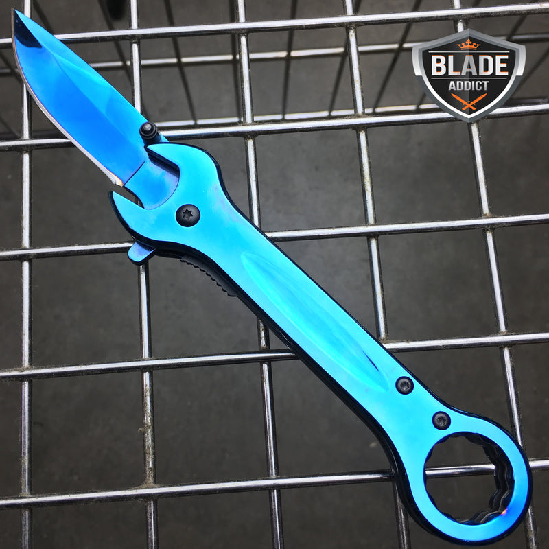 7.5" MULTI-TOOL WRENCH TACTICAL SPRING ASSISTED OPEN FOLDING POCKET KNIFE BLUE