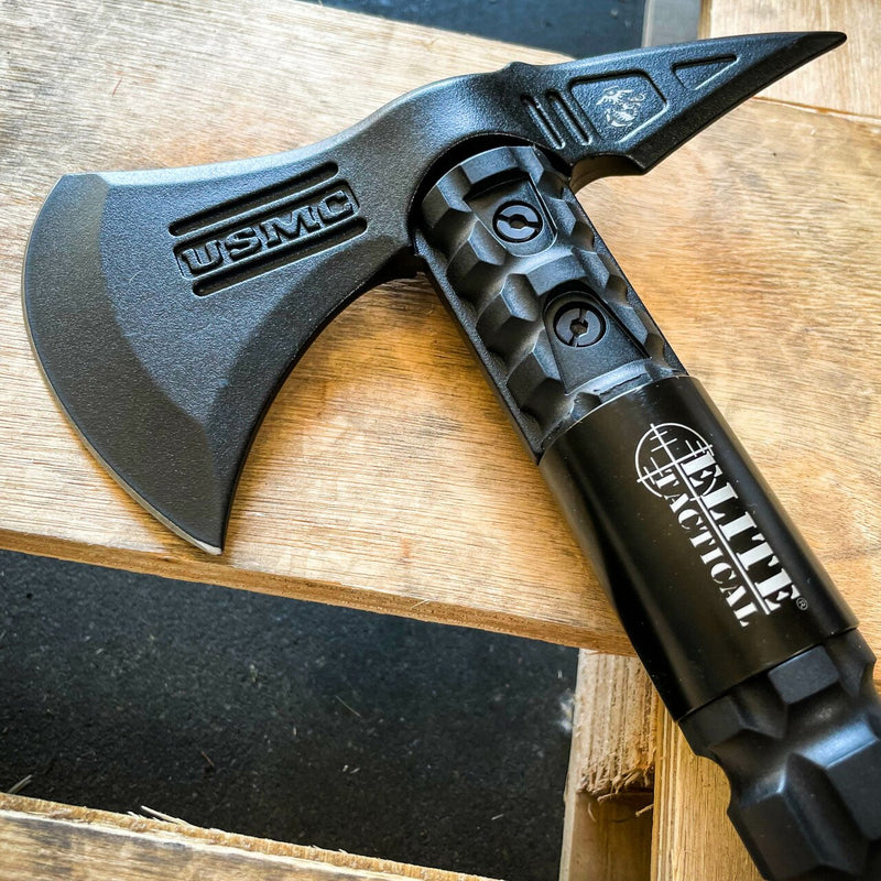 Elite Tactical USMC Marines Military Combat Tomahawk Hatchet AXE w Survival Kit - BLADE ADDICT