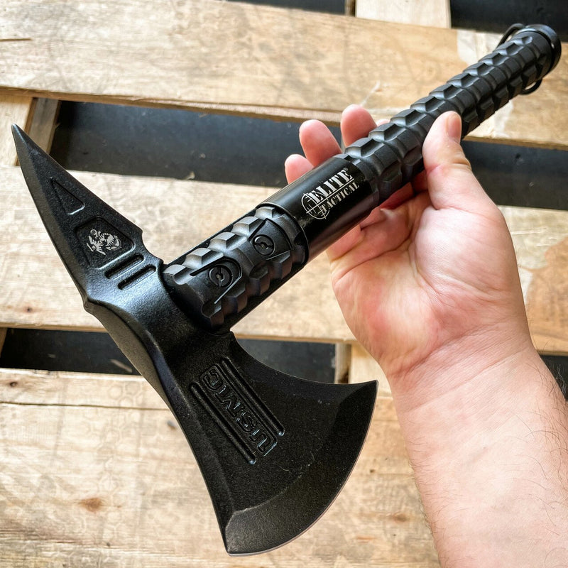 Elite Tactical USMC Marines Military Combat Tomahawk Hatchet AXE w Survival Kit - BLADE ADDICT