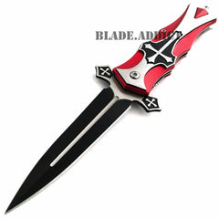 MEGAKNIFE Spring Assisted Open CELTIC CROSS Folding Blade STILETTO Pocket Knife