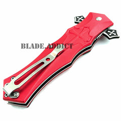 MEGAKNIFE Spring Assisted Open CELTIC CROSS Folding Blade STILETTO Pocket Knife