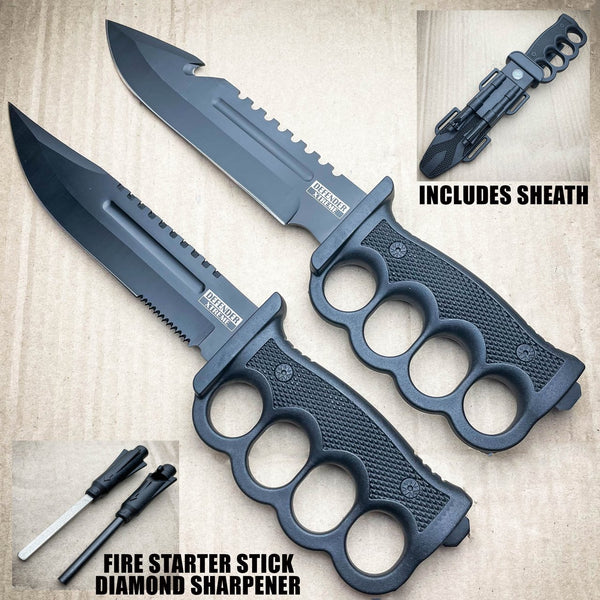  DEFENDER XTREME 13 Survival Knife w/Sheath Blade Sharpener  Fire Starter Whistle : Sports & Outdoors