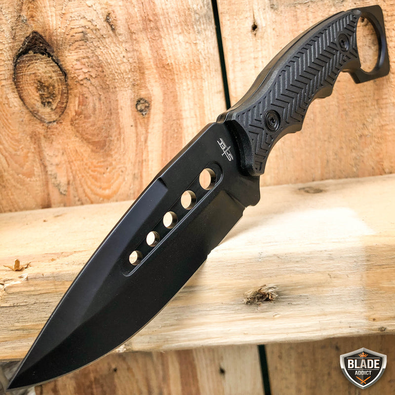 8.5" FIXED BLADE Tactical Hunting Knife with Paddle ABS Belt Loop Holster Sheath