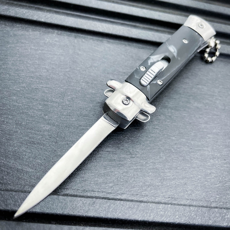 Mini Automatic Stiletto OTF w/ Key Chain (California Legal) - BLADE ADDICT