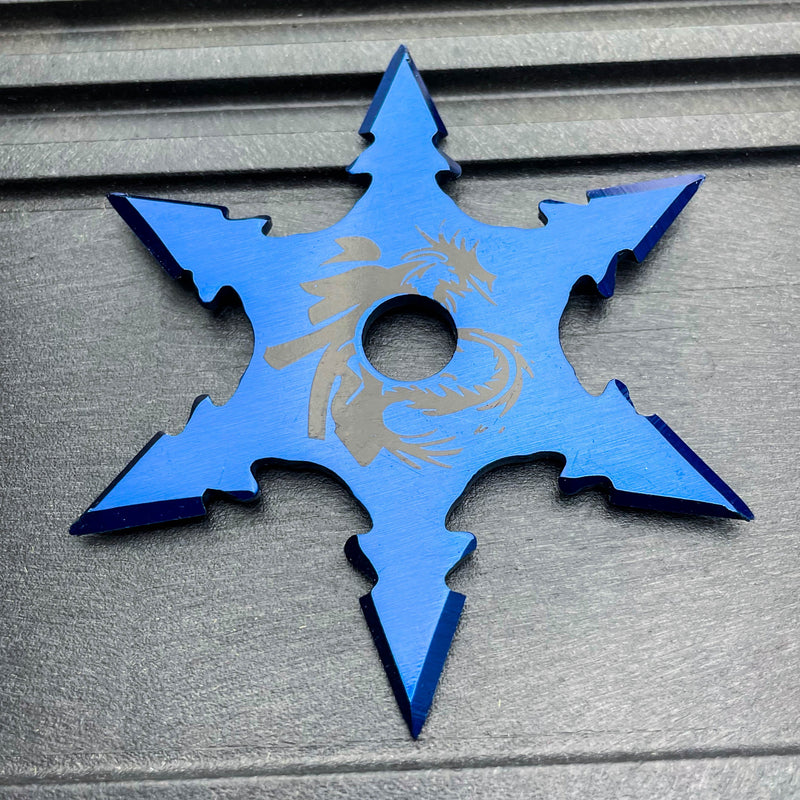 1 PC Blue Ninja Throwing Star Anime Shuriken Knife Blade Six-Sided - BLADE ADDICT