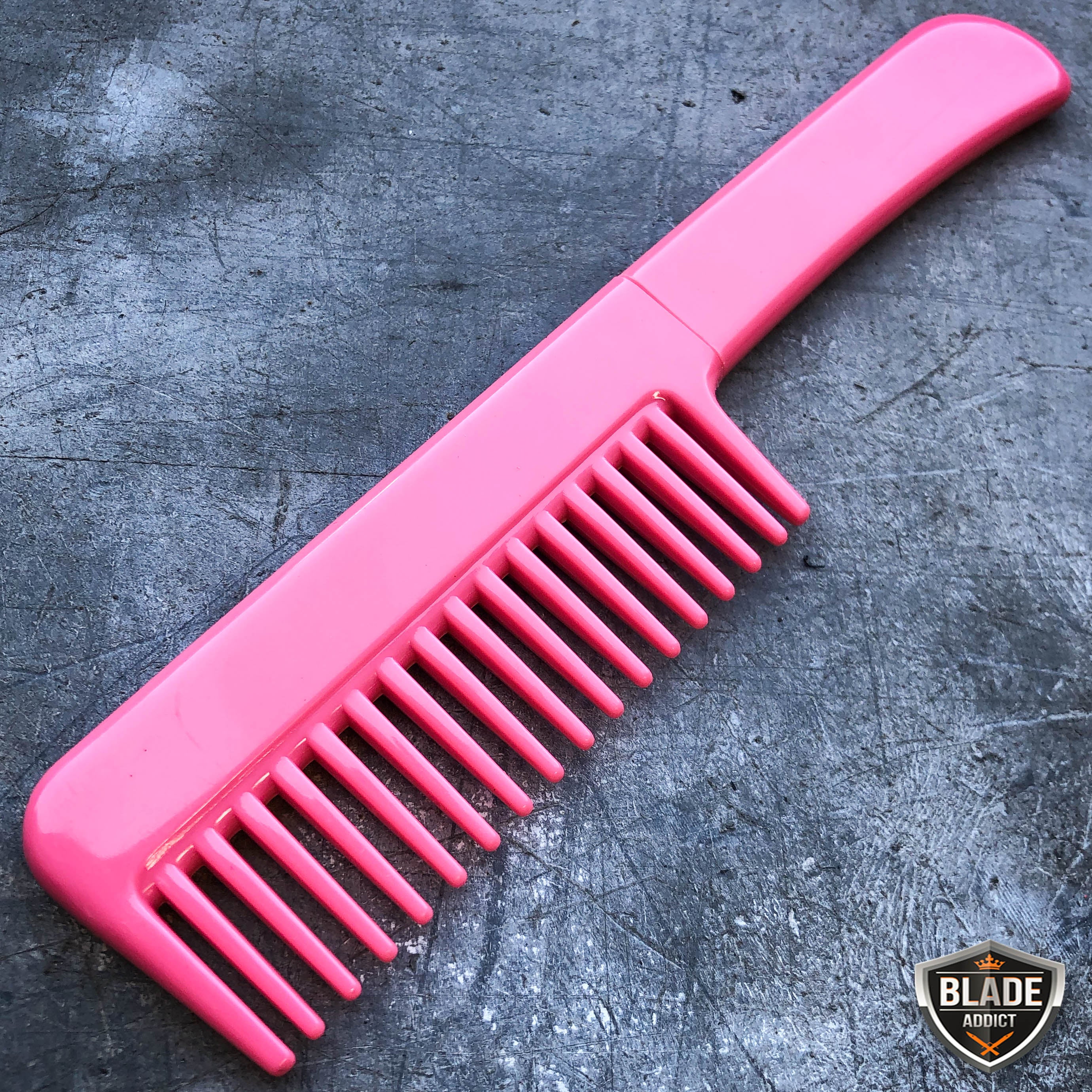 Hair Comb Knife Self-Defense Dagger (3.13 Inch Double-Edge) Pink