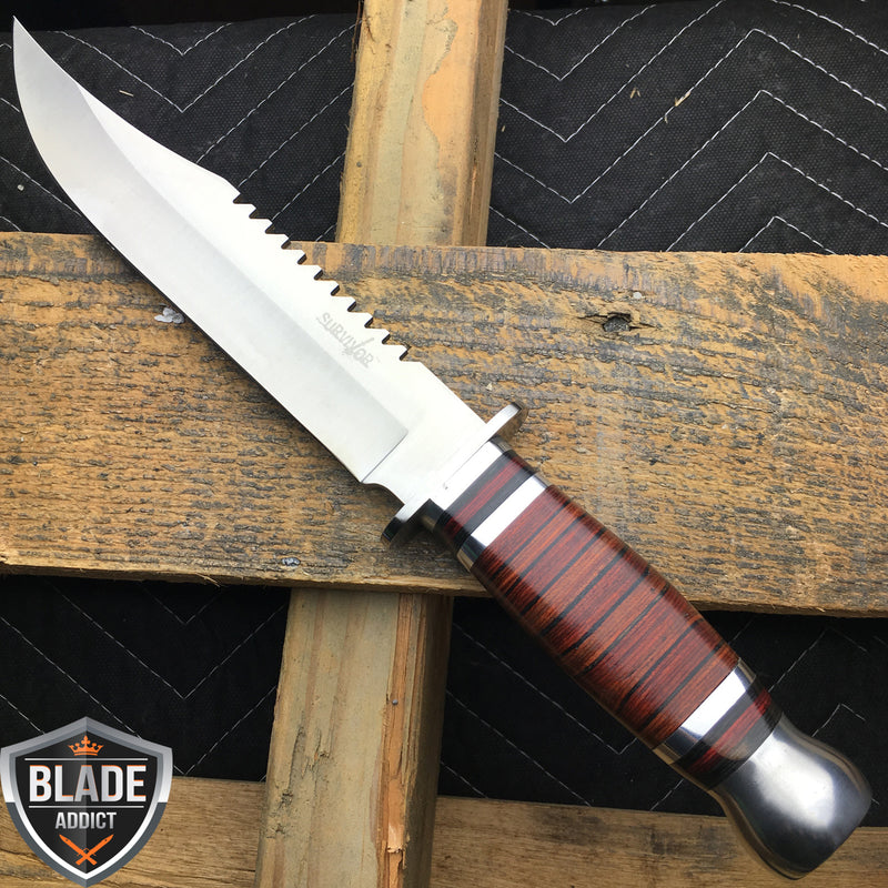 12" Wood Camping Hunting Knife Bowie
