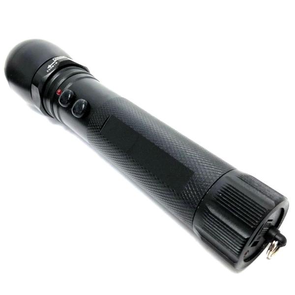 Metal POLICE Stun Gun 999MV Rechargeable LED Zoom Flashlight w/ Case BLACK